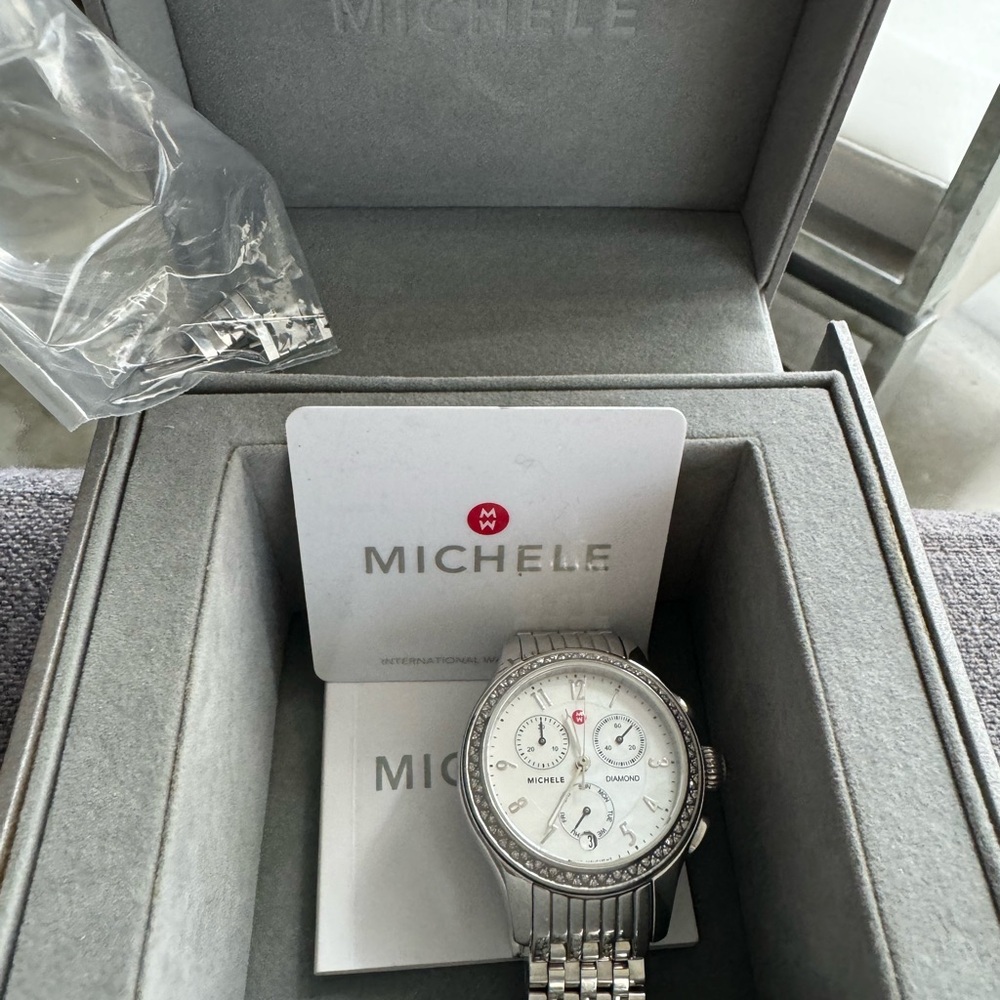 Michele Stainless Steel Diamond Watch - Picture 4 of 8